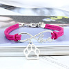Infinity & Paw Print & Word Love Alloy with Suede Cord Charm Bracelets FS-WG0006A-12-1