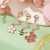 Bee & Honeycomb & Flower Alloy Enamel Pendant Decorations HJEW-JM01600-02-2