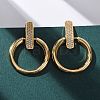 Brass Micro Pave Clear Cubic Zirconia Ring Dangle Stud Earrings EJEW-F374-01G-1