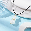 Natural Selenite Gourd Pendant Necklaces NJEW-JN05246-03-1