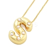Brass & Plastic Pearl Letter Pendant Box Chain Necklaces for Women LS-NJEW-U017-01G-19-2