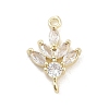 Brass Pave Clear Cubic Zirconia Leaf Links Connector Charms KK-Z061-02G-01-1