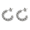 Non-Tarnish 304 Stainless Steel Round Beaded C-shape Stud Earring STAS-P319-37P-1