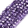Transparent Electroplate Glass Beads Strands EGLA-Q131-01A-04-1