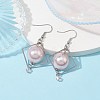 ABS Plastic Imitation Pearl Round Dangle Earrings EJEW-JE05489-3