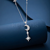 Star & Moon 925 Sterling Silver Micro Pave Clear Cubic Zirconia Pendant Necklaces WG720FB-01-2