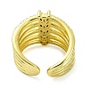 Brass with Cubic Zirconia Open Cuff Ring RJEW-B051-05G-3