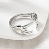 304 Stainless Steel Rock & Roll Hand Gesture Cuff Rings for Women Men LS-RJEW-B118-02P-3