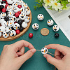 180Pcs 6 Styles Christmas Snowman Print Wood European Beads WOOD-PH0003-03B-3