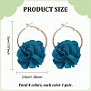 4 Pairs 4 Colors 3D Flower Cloth Hoop Earrings EJEW-AN0003-69-7
