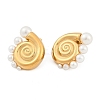 304 Stainless Steel Shell Shape Stud Earrings for Women EJEW-A116-02G-1