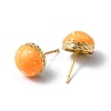 Enamel Half Round Stud Earrings EJEW-P229-01G-04-2