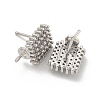 Rack Plating Brass Micro Pave Clear Cubic Zirconia Studs Earrings Finding KK-T072-15P-01-2