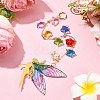 Brass & Transparent Epoxy Resin Fairy Pendant Decoration HJEW-JM02635-03-2