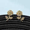 Brass Micro Pave Clear Cubic Zirconia Flower Stud Earrings EJEW-K267-35G-2