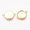 Flat Round Brass Bezel Cabochon Connector Settings X-KK-B537-G-2