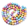 Ombre Effect Dyed Crackle Glass Round Beads Strands GLAA-T031-10mm-01D-3