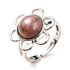 Natural Rhodochrosite Adjustable Rings RJEW-P043-01P-24-4