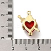 Brass FireBrick Cubic Zirconia Rose Heart with Sword Connector Charms X-KK-R002-27G-01-3