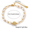 Natural Pearl and Gold Bead Women's Bracelets with Flat Round with Saint Charms QK8220-5-1
