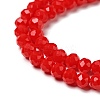 1 Strand Opaque Solid Red Color Faceted Crystal Glass Rondelle Beads Strands X-EGLA-F049A-02-3