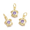 Brass Micro Pave Cubic Zirconia Pendants KK-P187-12D-G-1