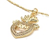 Golden Plated Brass Micro Pave Clear Cubic Zirconia Pendant Necklaces LS-NJEW-L178-01G-02-1