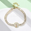 Brass Micro Pave Clear Cubic Zirconia Rectangle Link Chain Bracelets for Women BJEW-U044-01A-G-2