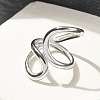 304 Stainless Steel Open Cuff Ring for Women RJEW-M025-02P-2