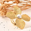 Flower Stainless Steel Open Cuff Ring for Women LS-RJEW-R006-02G-1