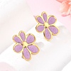 304 Stainless Steel Enamel Flower Stud Earrings & Pendant Necklaces Sets for Women SA-CBA46AF-19G-3