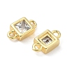 Brass Pave Clear Cubic Zirconia Square Connector Charms KK-Z120-34G-2