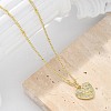 Brass Micro Pave Clear Cubic Zirconia Heart with Key Pendant Necklaces for Women NJEW-M088-02G-01-1