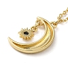 Golden Brass Crescent Moon Pendant Necklace with Rhinestone LS-NJEW-Z015-01B-G-4