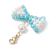 Bowknot Shell Pearl & Glass Pendants Decorations HJEW-TA00218-5