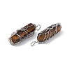 Natural Tiger Eye Copper Wire Wrapped Pointed Pendants G-F733-05A-4