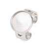 Hollow Star 304 Stainless Steel Open Cuff Ring Components STAS-F366-07D-P-1