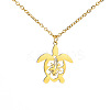 Ocean 304 Stainless Steel Hollow Floral Turtle Pendant Necklaces for Women WG89907-02-2