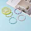 Acrylic Heart & Glass Pearl Beaded Stretch Bracelet for Women BJEW-JB08393-2