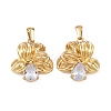 304 Stainless Steel Rhinestone Pendants STAS-P438-34G-1