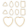10Pcs 5 Styles Transparent Glass & Brass Pendants PALLOY-AB00162-1