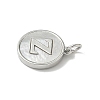 Brass Pave Natural Shell Flat Round with Letter Charms KK-Z115-13P-Z-2