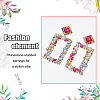 3 Pairs 3 Colors Rhinestone Hollow Out Rectangle Dangle Stud Earrings EJEW-FI0001-12-3