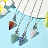 Cone Natural Red Agate & Blue Spot Jasper & Rose Quartz & Green Aventurine Pointed Dowsing Pendulums HJEW-JM04048-1