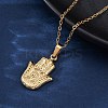 Hamsa Hand 304 Stainless Steel Pendant Necklaces NJEW-H059-01G-2
