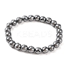 Faceted Round Terahertz Stone Beaded Stretch Bracelets for Women Men BJEW-H590-04A-02-1
