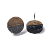 Resin & Walnut Wood Flat Round Stud Earrings with 304 Stainless Steel Pin for Women EJEW-N017-010A-01-2