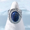Oval Natural Lapis Lazuli Finger Rings RJEW-M063-01P-14-2
