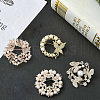4Pcs 4 Styles Flower & Butterfly Plastic Imitation Pearl Beads Brooch JEWB-CJ0001-29-6