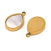 Ion Plating(IP) 304 Stainless Steel Pave Natural Shell Charms STAS-Z100-01G-01-2